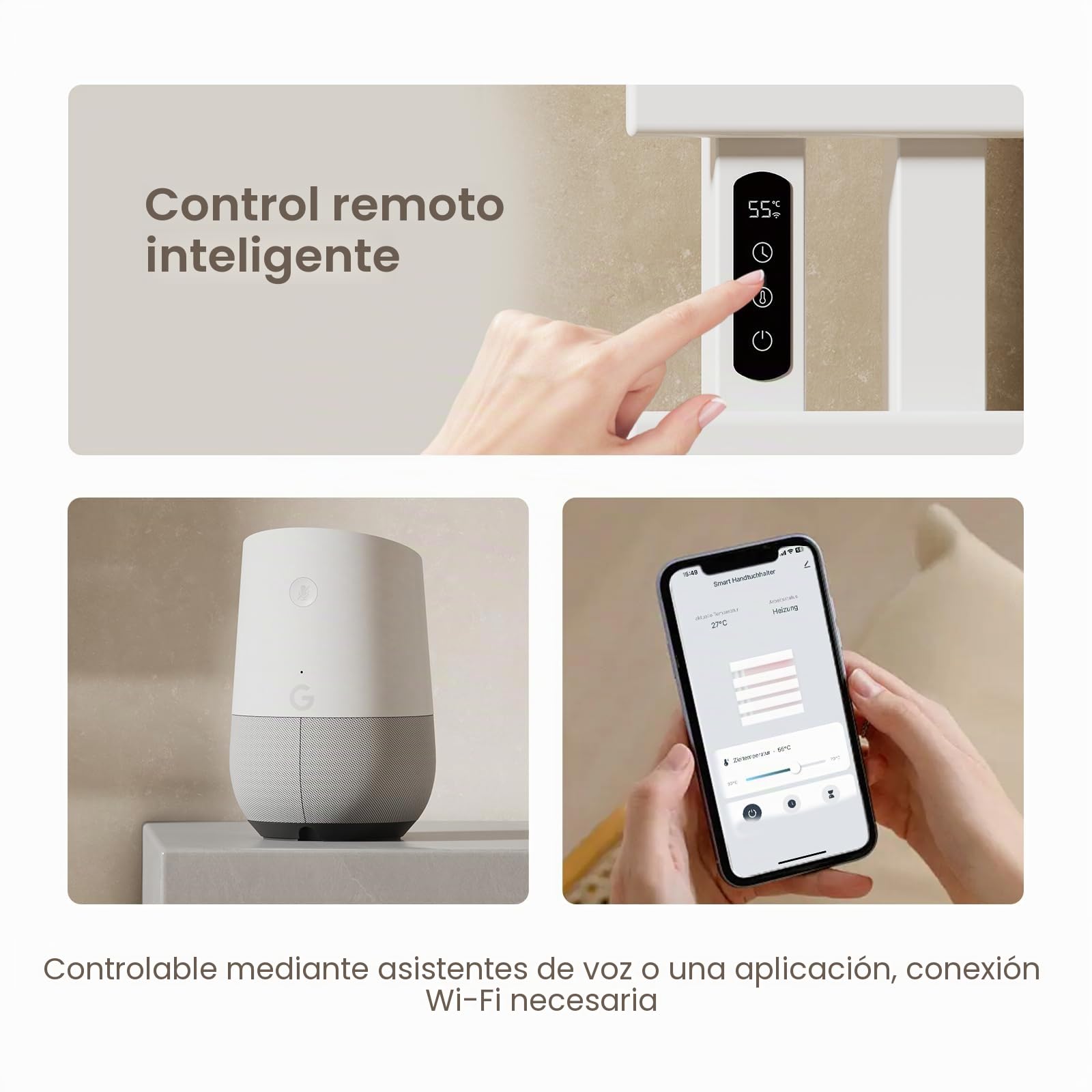 EMKE Radiador de Toallas Eléctrico 1000 x 500 mm,Blanco,320W