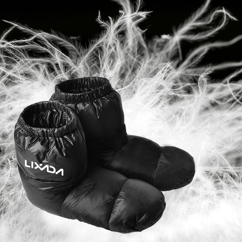 Lixada Chaussons d'hiver ultra légers en duvet de canard - Chauds, doux et confortables - Résistants à l'eau - Pour le camping - Pour homme et femme