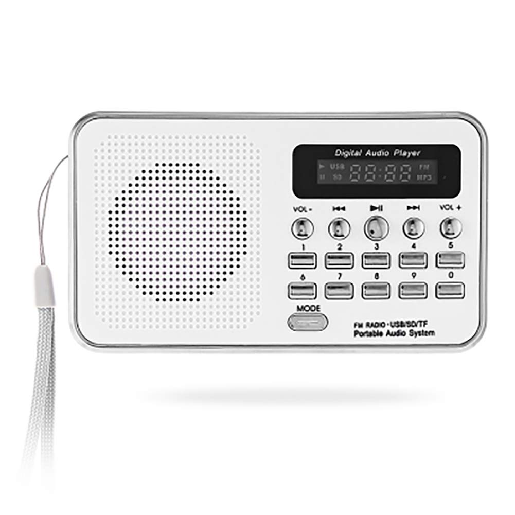 C- Mini Radio FM portátil Recargable LED Digital MP3 Reproductor de Altavoces Multimedia Compatible con Tarjeta SD TF reproducción de Entrada AUX Altavoz para Acampar Senderismo Deporte al Aire Libre