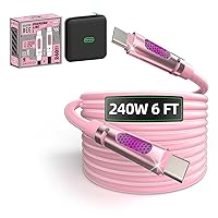 Vista 10 de MFish Cable de carga rápida 4 en 1 con funda, cargador rápido PD 3.1 máximo de 6.6 pies, 240 W, USB-A/USB-C a USB-C/Lightning, compatible