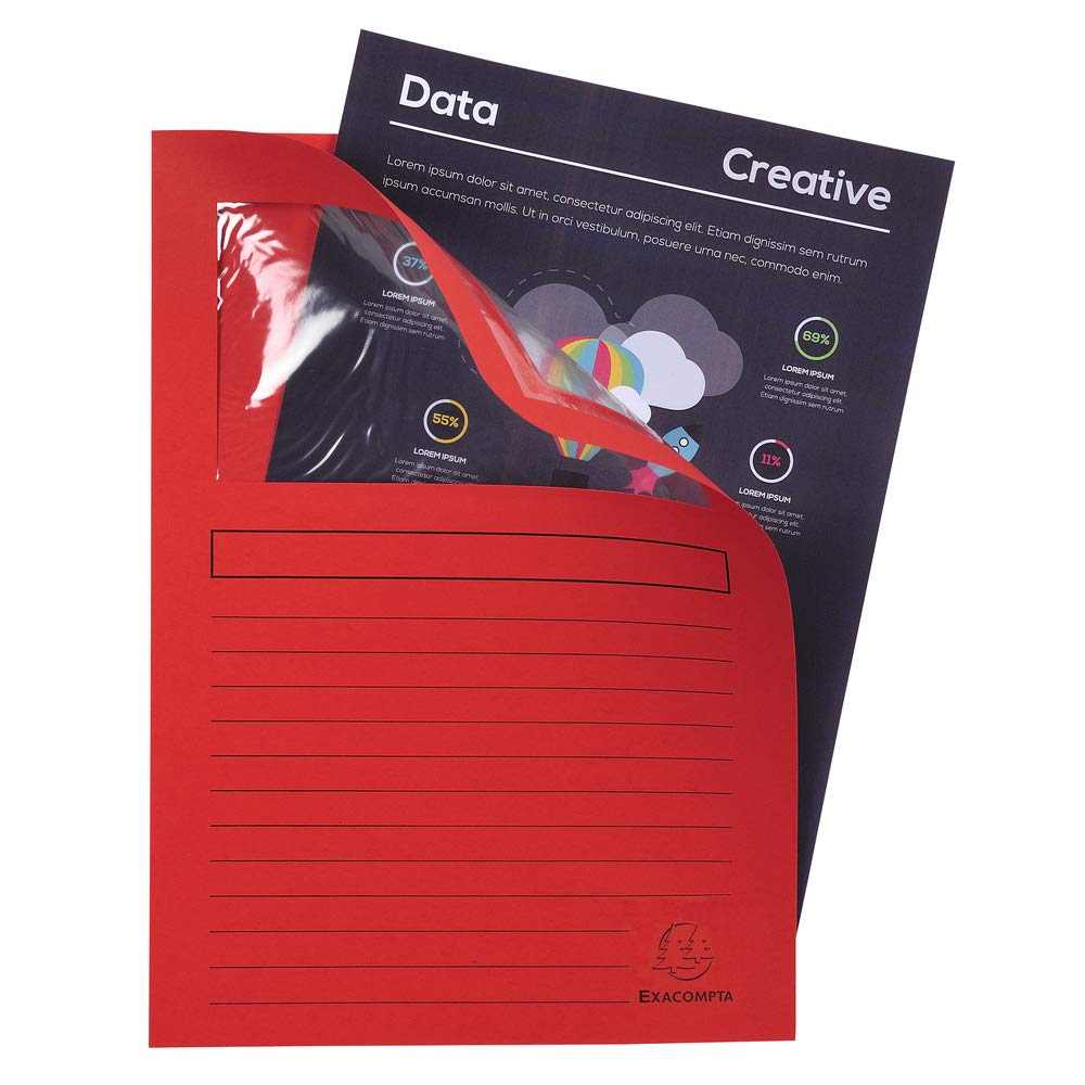 Exacompta - Réf. 50100E - Paquet de 100 chemises à fenêtre sans plastique Forever® 120 g/m² - couleurs vives - 100% recyclées et certifiées Ange Bleu - dimensions 22x31cm pour A4-10 couleurs assorties