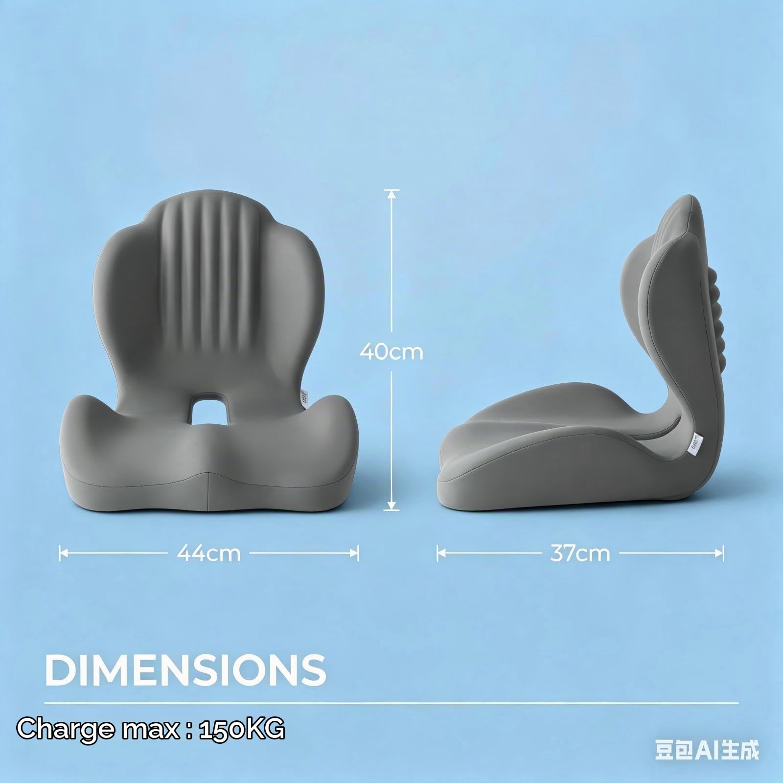Coussin Lombaire et d’Assise en Mousse à Mémoire de Forme, Coussin Ergonomique Lombaire pour Bureau, Soutien Dos et Coccyx, Respiration 3D, Capacité 150KG, pour Chaise Auto et Gaming