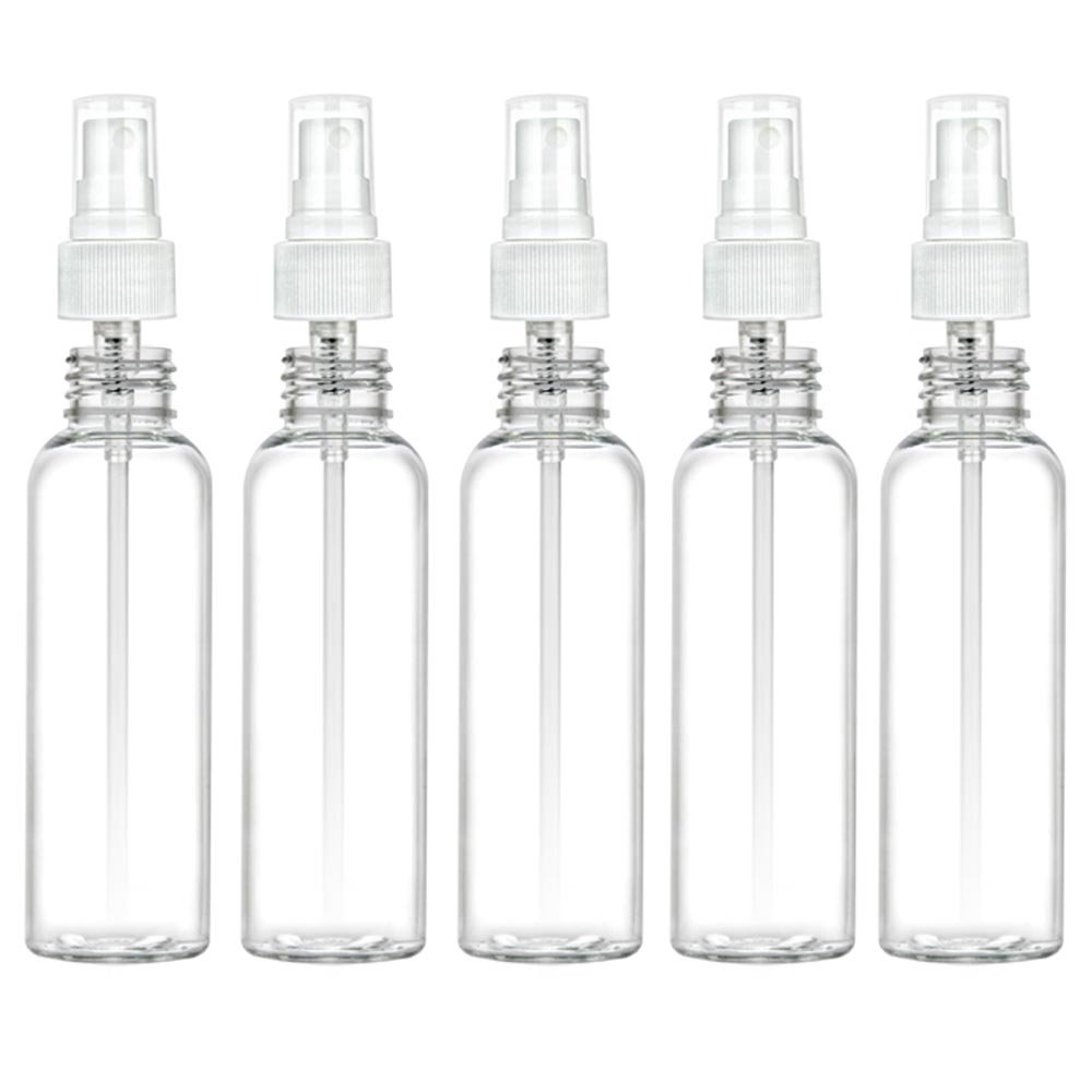 5 Clear Plastic 2 OZ PET Empty Spray Bottles Refill Mist Pump Travel TSA Reuse