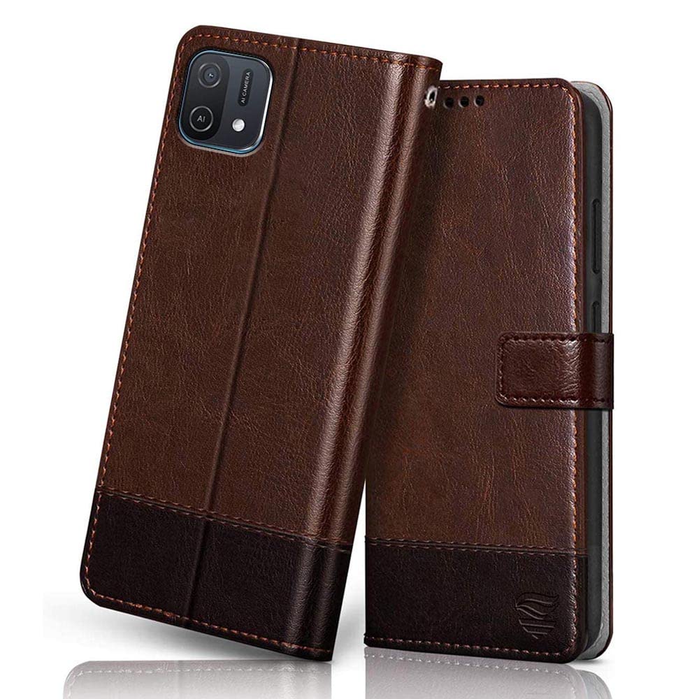 FLIPPED Vegan Leather Flip Case Back Cover for Oppo A16k (Flexible, Shock Proof | Hand Stitched Leather Finish | Card Pockets Wallet & Stand | Brown with Coffee) (B09RWTMWY9) Amazon Price History, Amazon Price Tracker