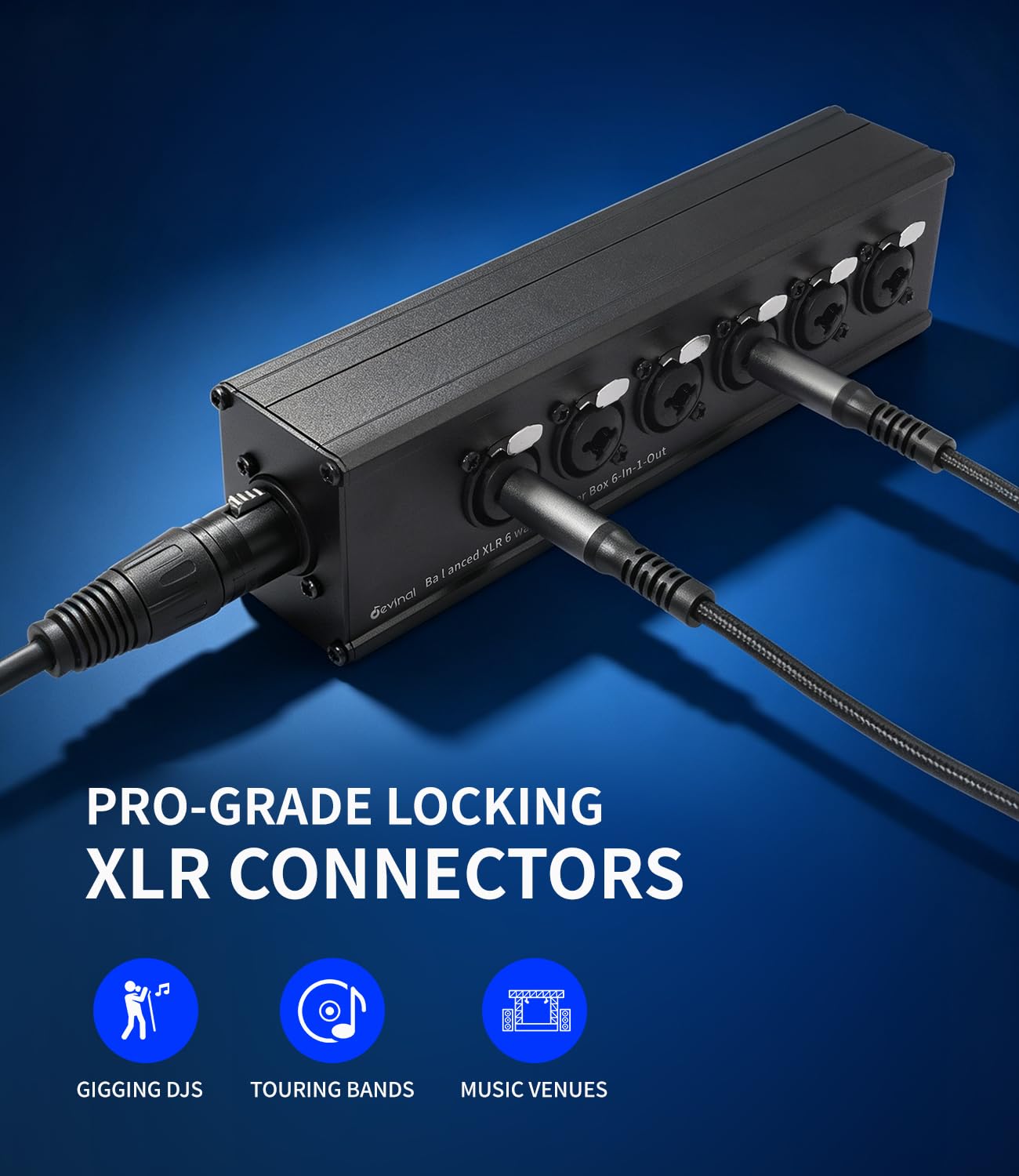 Connettore combinato TS/TRS XLR a 3 pin da 6,35 mm, scatola audio passiva stereo a 6 vie, cavo splitter box 6 in 1, sei convertitore bilanciato da 0,25 pollici o XLR femmina a 1 maschio