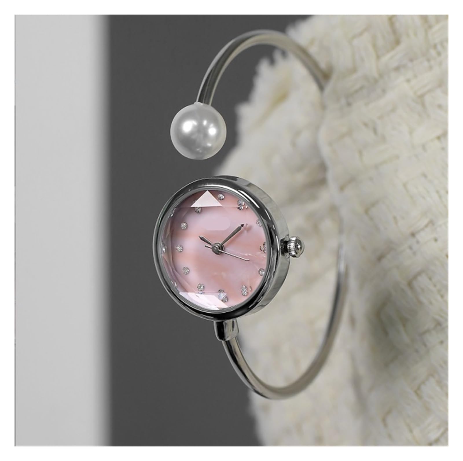 Orologio da polso delicato da donna, elegante braccialetto di perle, orologio da polso al quarzo rotondo impermeabile, regalo for le donne Orologio da polso(Pink)