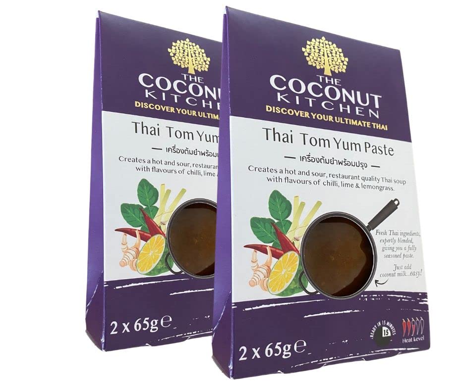 Thai Tom Yum Soup Paste, Thai Ramen, Laksa, Hot & Sour Gluten Free (Pack of 2 x 130g) | 2 Pack