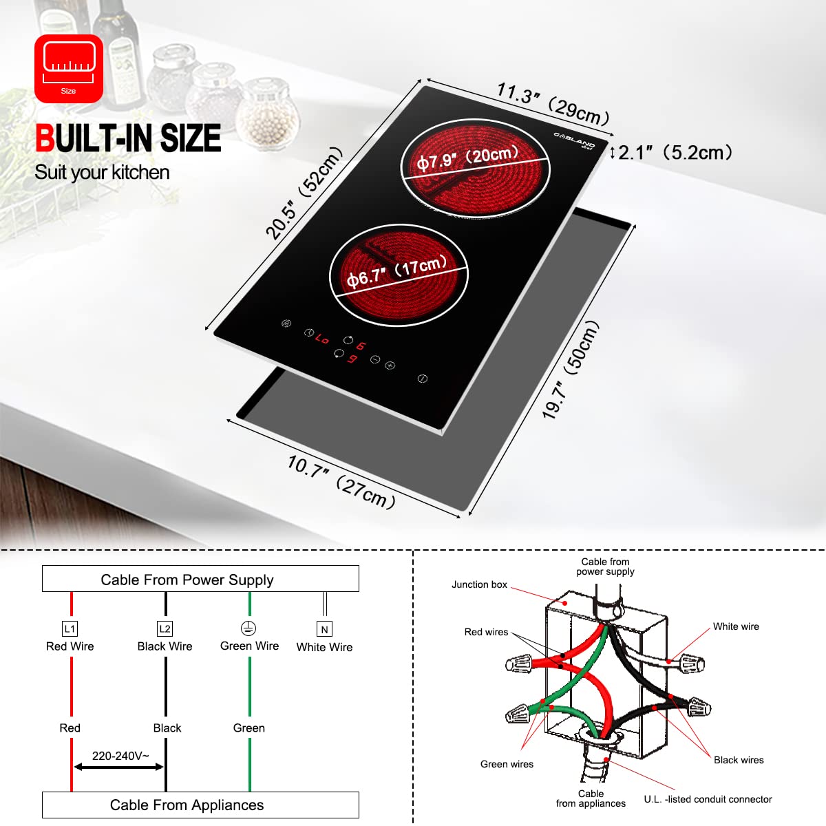 Buy 12" Electric Cooktop, GASLAND Chef CH30BF 240V Ceramic Cooktop
