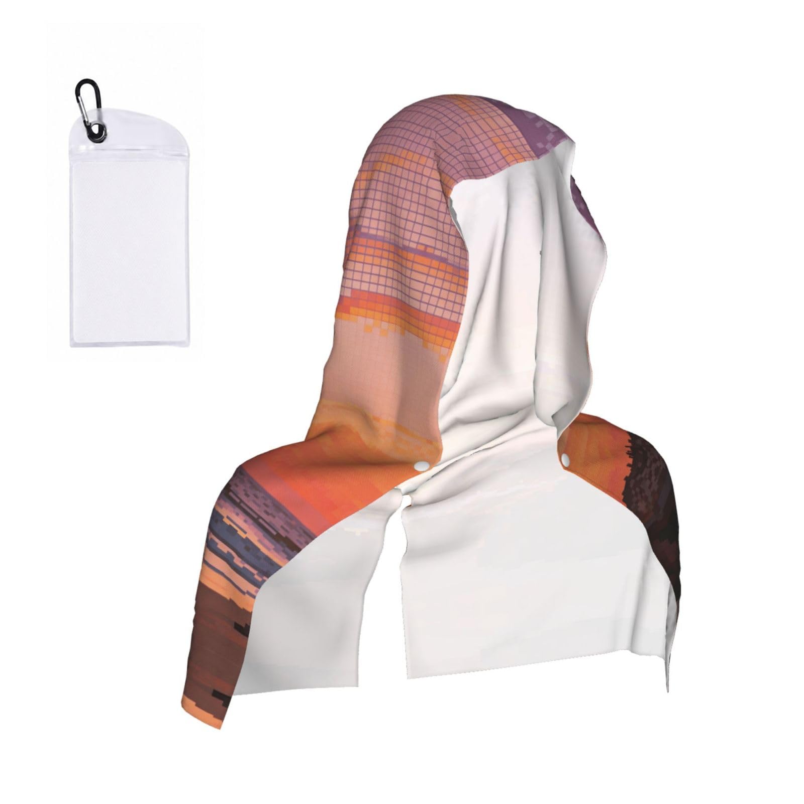 CNTDBU Pixel Sunset Art Cooling Towel Hooded-Instant Chill Neck Cover for Sports, UV Cooling Rag for Running Gym