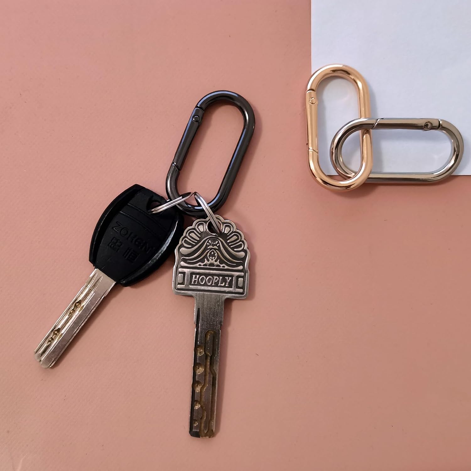 9 Pcs Oval Spring Ring Clips,Metal Keyring Purse Clip for Belt Backpacks Handbag Strap,Purse Strap Extender Clip,Replacement Paracord Keychain Lanyard Leather DIY Accessories Crafts(1.97 × 0.94 Inch) image 5