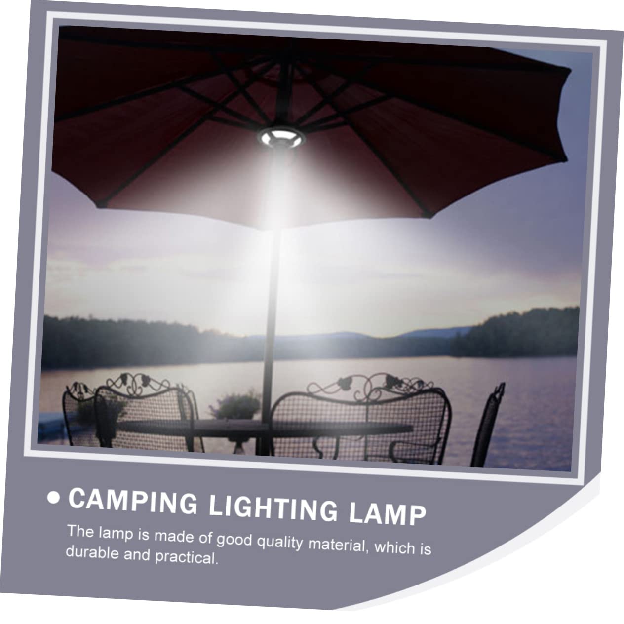 Lampe de Camping LED Multifonctionnelle pour Parasol Noir Abs