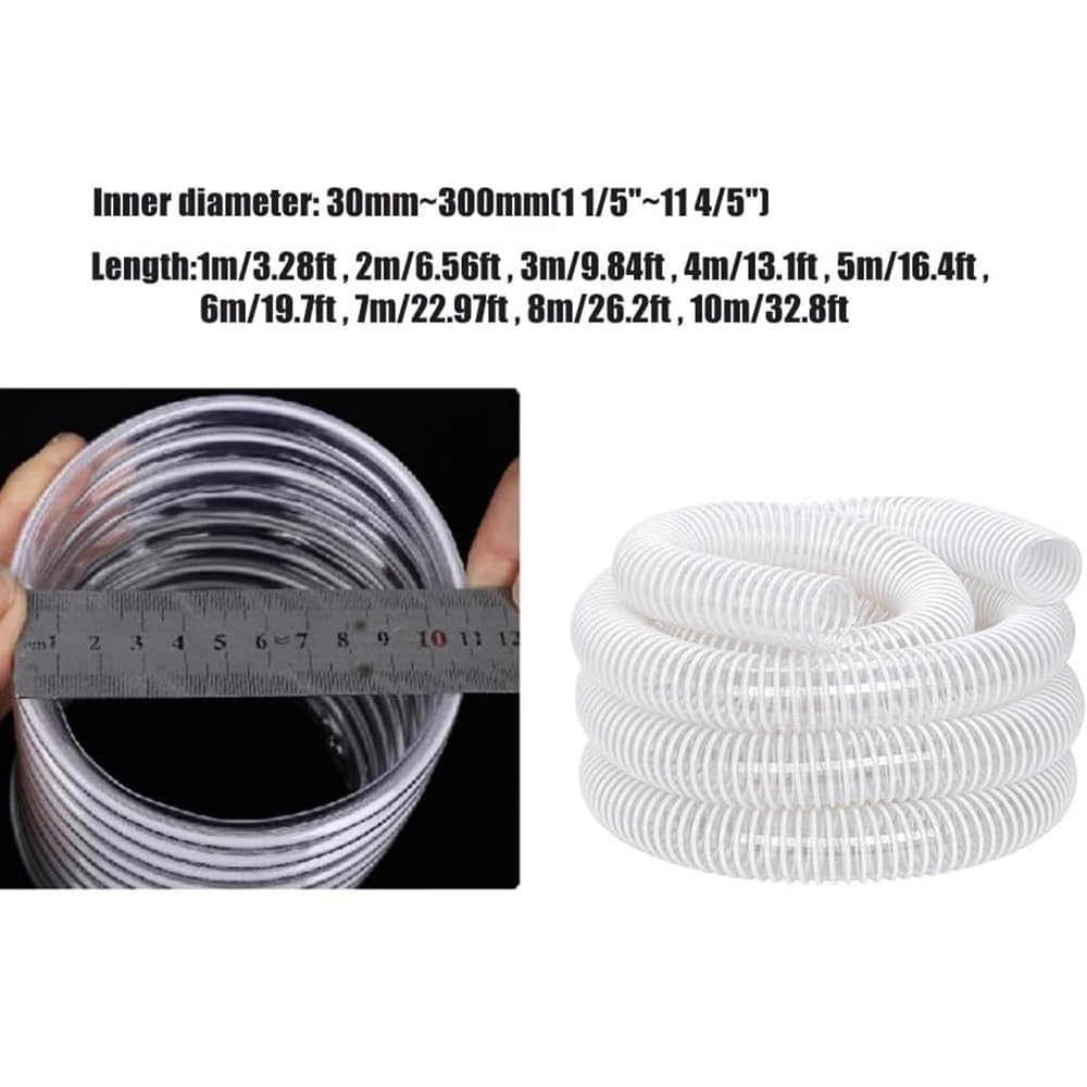 Manguera de recogida de polvo de PVC, manguera de vacío flexible transparente, resistente a pinchazos para talleres de carpintería y colectores de polvo