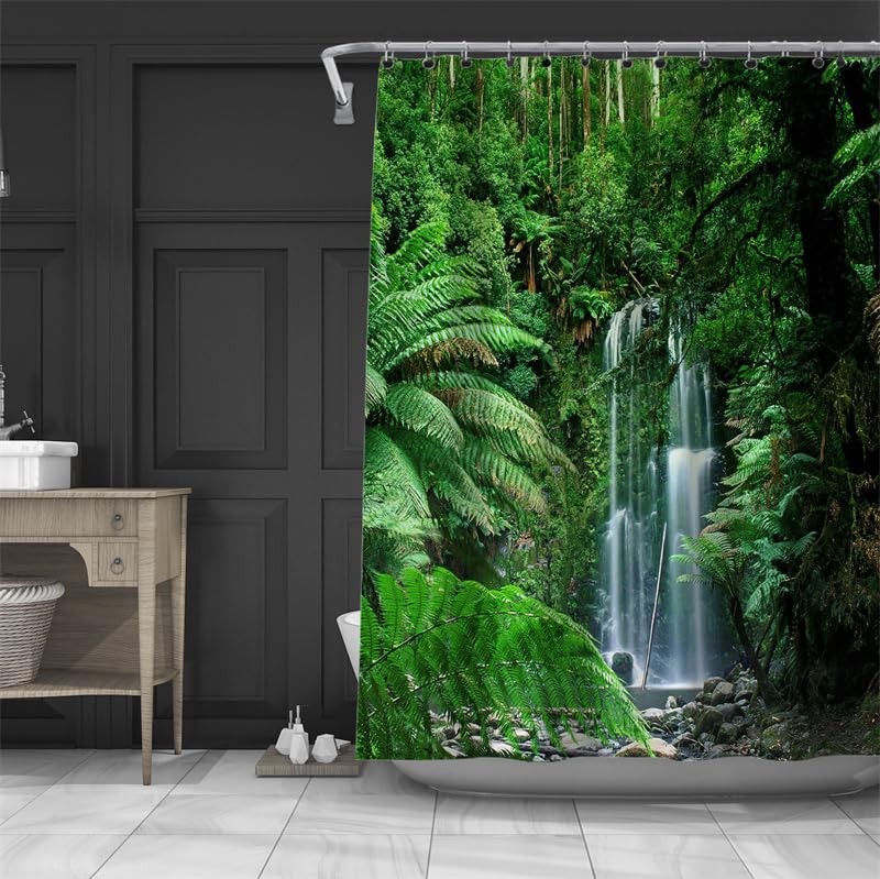 Green Nature Tropical Rainforest Jungle Shower Curtain - Image 2