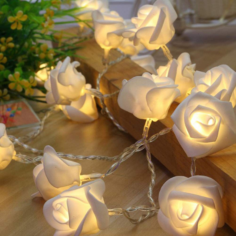 ZSML LED String Light, Simulation Rose Flower String Light, Rose String Light for Home Wedding Birthday Party Stage Decoration (1m,9 LEDs, Warm Light)