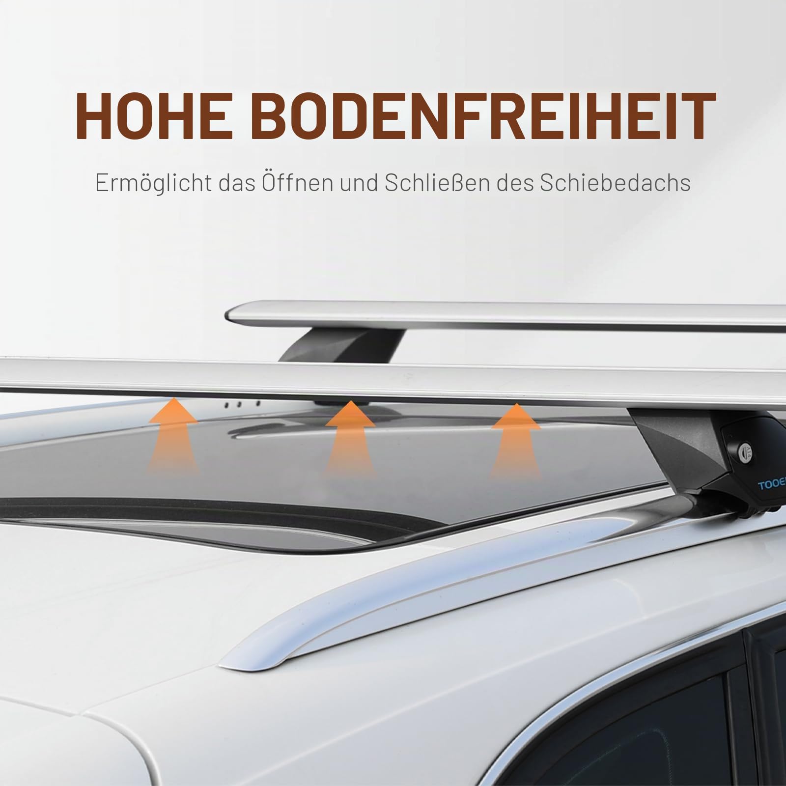 COWVIE 119 cm Aluminium Dachträger-Querstangen für erhöhte Seitenschienen, verstellbare Ladeträger mit Schlüsselverriegelung, Traglast 90 kg, Silber