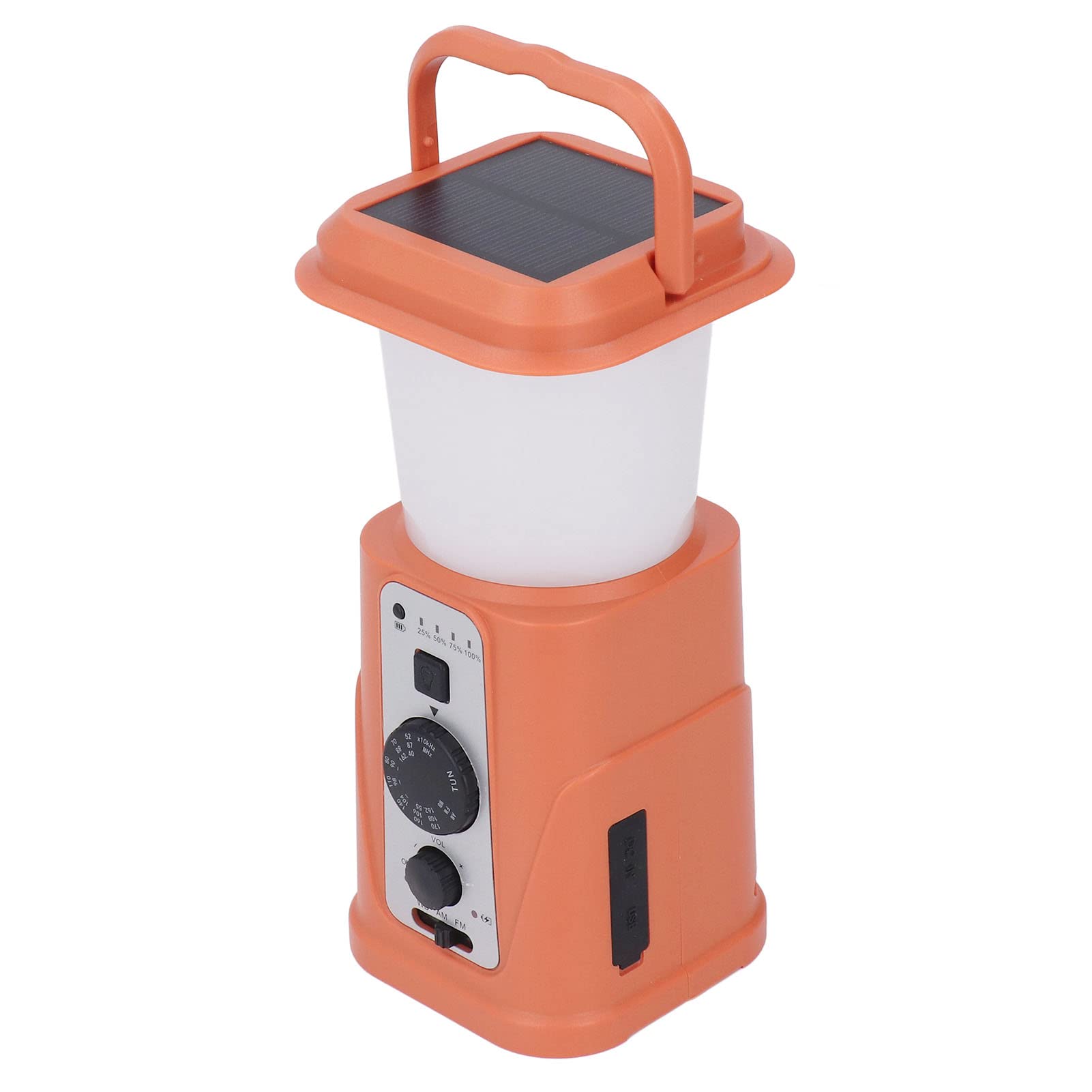 Handkurbel-Solar-Camping-Laterne mit 5000 MAh Power Bank, 2 A Telefon-Lade-Radio-Taschenlampe für das Überleben Im Notfall Im Freien (Orange US-Version 5000 mAh)