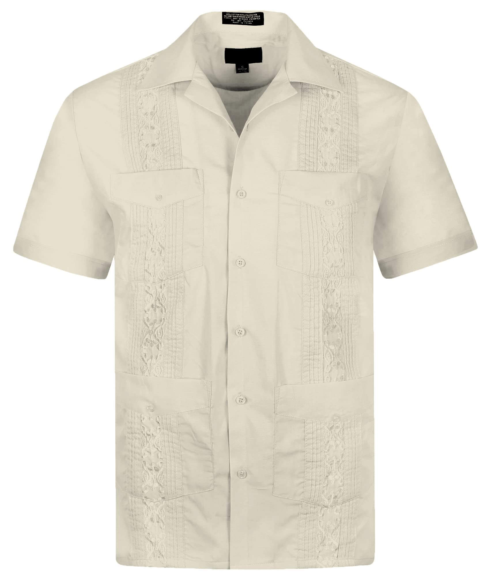 OmegaTux Cuban Guayabera Short Sleeve Shirt, Wedding Cigar Beach Bartender Casual