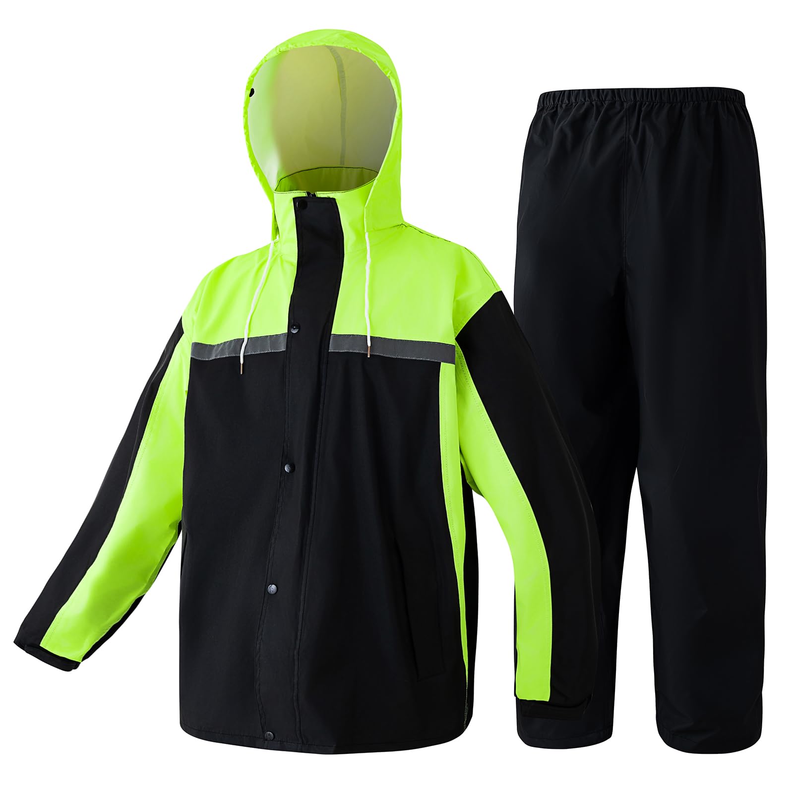 Heyjieyu Motorcycle Rain Suit Waterproof Work Rain Jacket Pants Reflective Raincoat for Men Outdoor All-Sport Farm Fishing