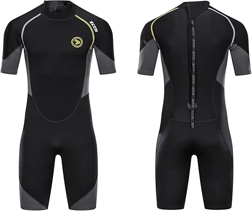 Miniatura 5 de ZCCO Trajes cortos de neopreno para hombre de 0.069 pulgadas con cremallera trasera, manga corta para buceo, pesca submarina, esnórquel, surf