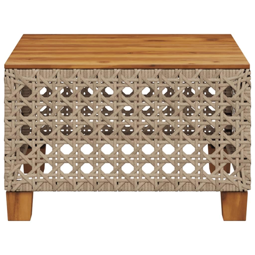 vidaXL Stolik ogrodowy, beż, 55x55x36 cm, rattan PE i drewno akacjowe