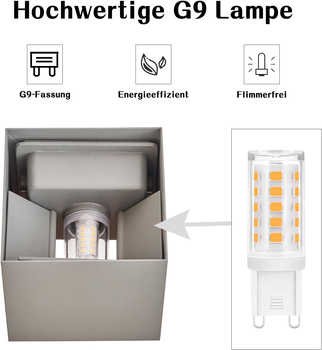 Homefire LED Wandleuchte Innen Aussen 4ER G9 Wandlampe 3000K Warmweiß | Außenwandleuchten Grau Außenleuchte Up Down Einstellbar Abstrahlwinkel Wandbeleuchtung IP65 Aussenleuchte für Hauswand Garten