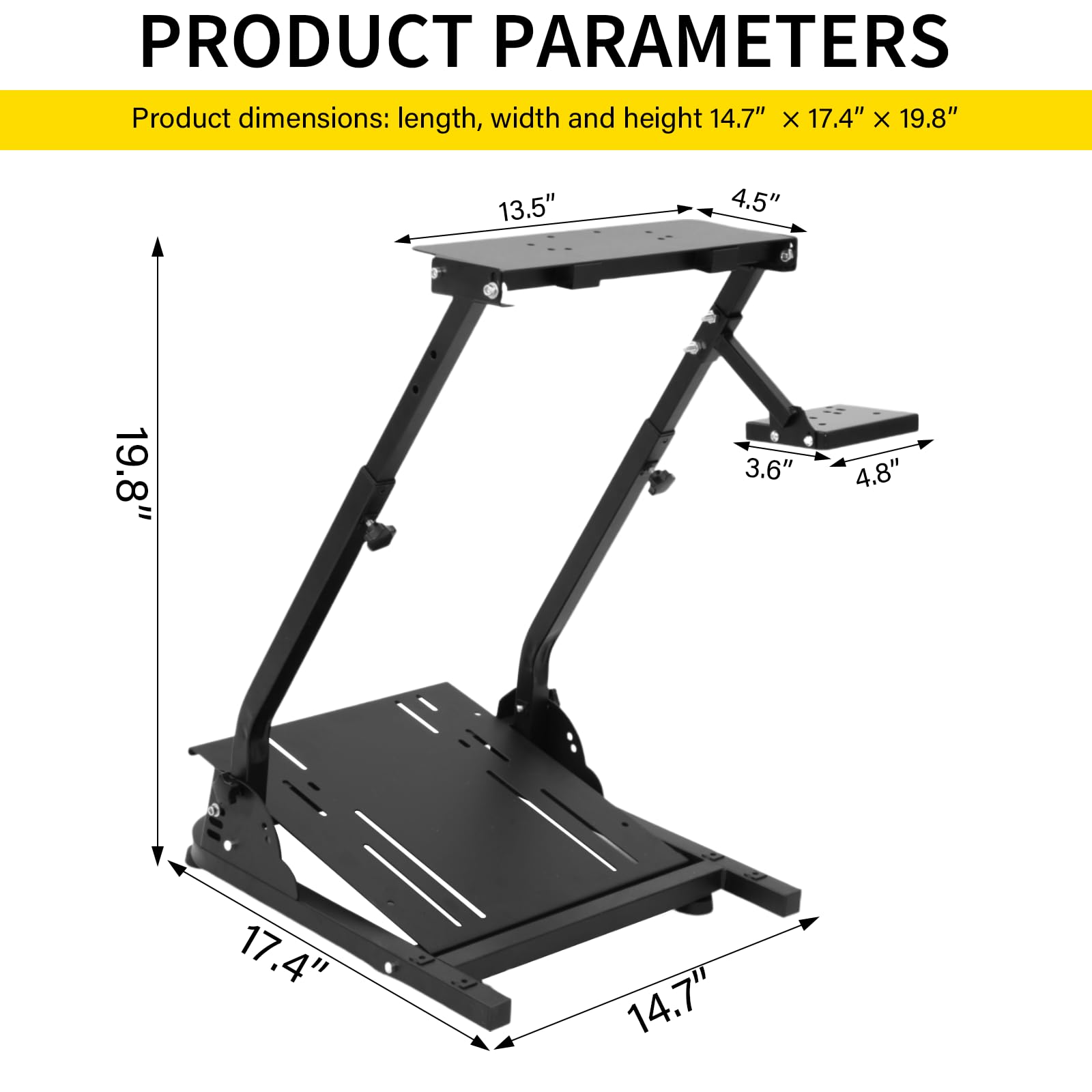 VELPAX Support de volant de course ajustable pour Logitech G25, G27, G29, G920 Racing Simulator Cockpit Video Game Accessories, Shifter Wheel Pedals NOT Included