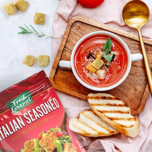 Image of Fresh Gourmet Premium Croutons | Italian Seasoned | 5 Ounce, Pack of 6 | Crunchy Salad Topper