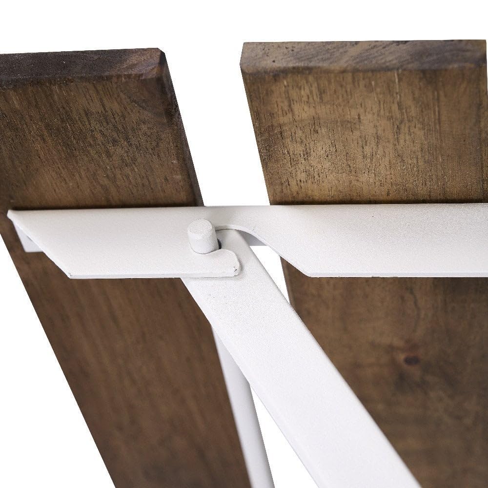 LOLAhome Set Muebles de Balcón Completo | Mesa y 2 Sillas Plegables, de Madera y Acero Blanco | Tratamiento Anticorrosión y Madera Sostenible | para Jardín, Terraza o Balcón | Sirio
