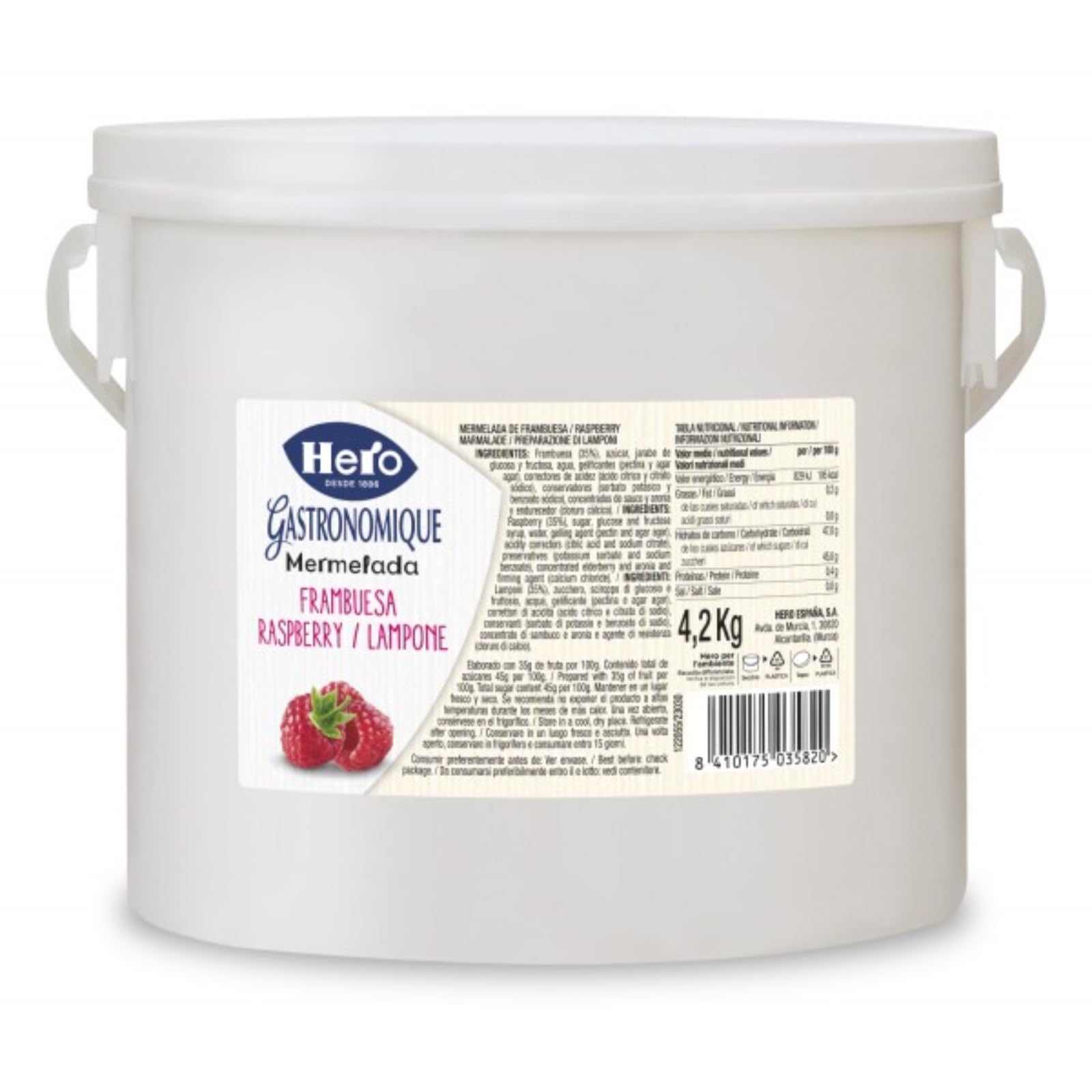 Preparazione di Frutta Hero Confettura Lamponi Secchiello da 4,2 kg