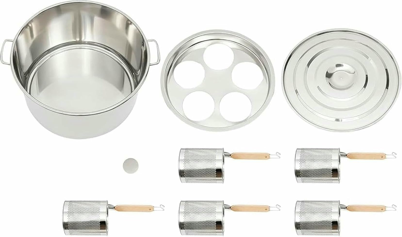 Olla per Pasta in Acciaio Inossidabile con 5 Fori con Coperchio del Filtro, Pentola di Spaghetti con Inserto Colador Potter per Cucinare ~/