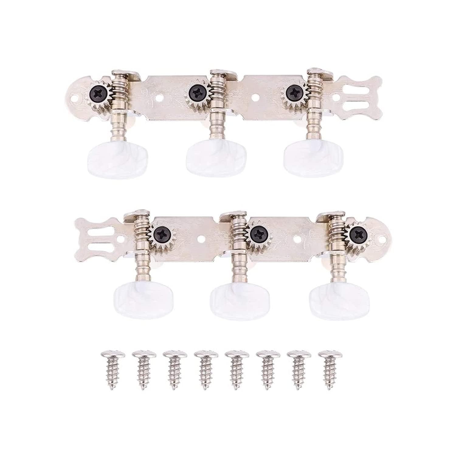 Bnineteenteam Silver Classical Guitar String Tuning Peg 3L + 3R, Guitar String Tuners Machine Heads Musical Instrument Accessories