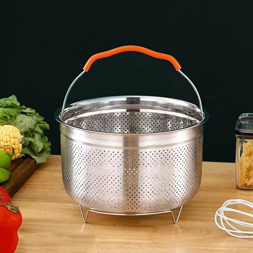 Miniatura 3 de Hemoton Cesta de vapor para ollas instantáneas, estante de acero inoxidable para cocinar al vapor, frutas, verduras, huevos, carnes, colador para