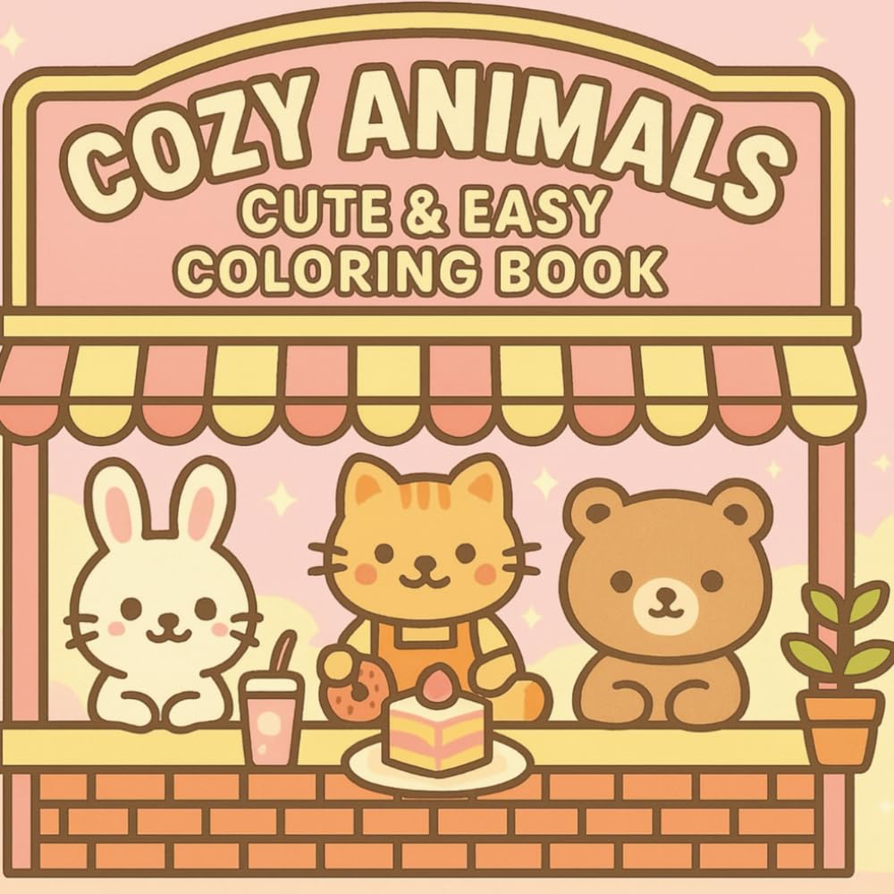 Cozy Animals: Cute & Easy Coloring Book: 52 Adorable Illustrations For Kids | Bold Lines & Easy Coloring Pages