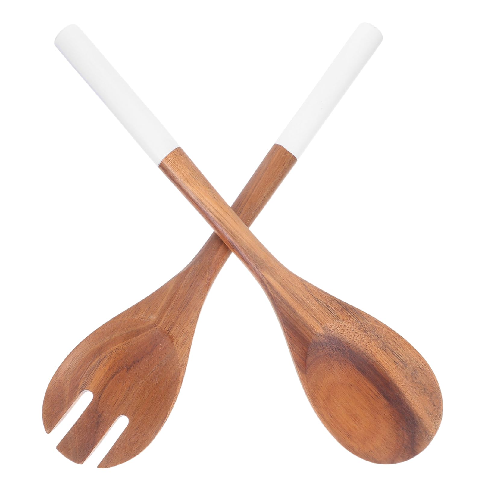 STOBAZA 2pcs Wooden Salad : Smooth Handle Non-stick Kitchen Utensil For Stirring Serving Mixing - Comfortable Grip Tableware