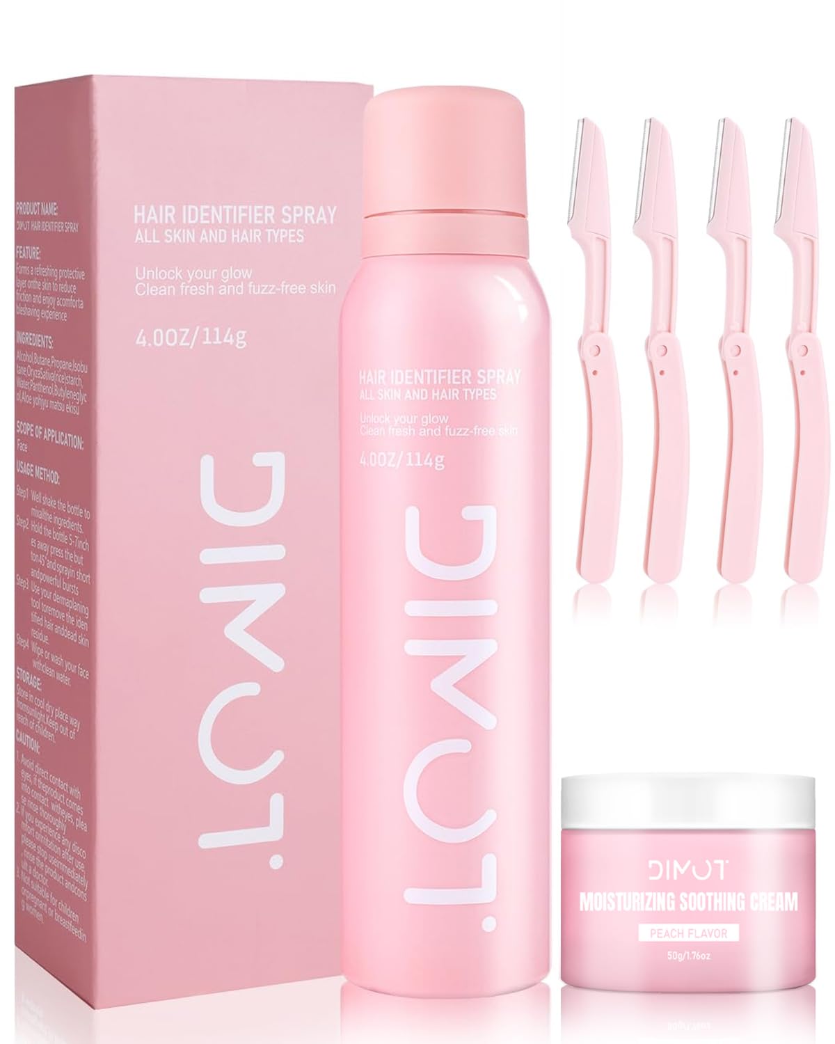 Hair Identifier Spray for Face Shaving Powder Spray Women with Soothing Cream, Facial Hair Spray Face Body Hair Identifier Spray Face Spray for Shaving Peach Fuzz Spray for All Skin Types