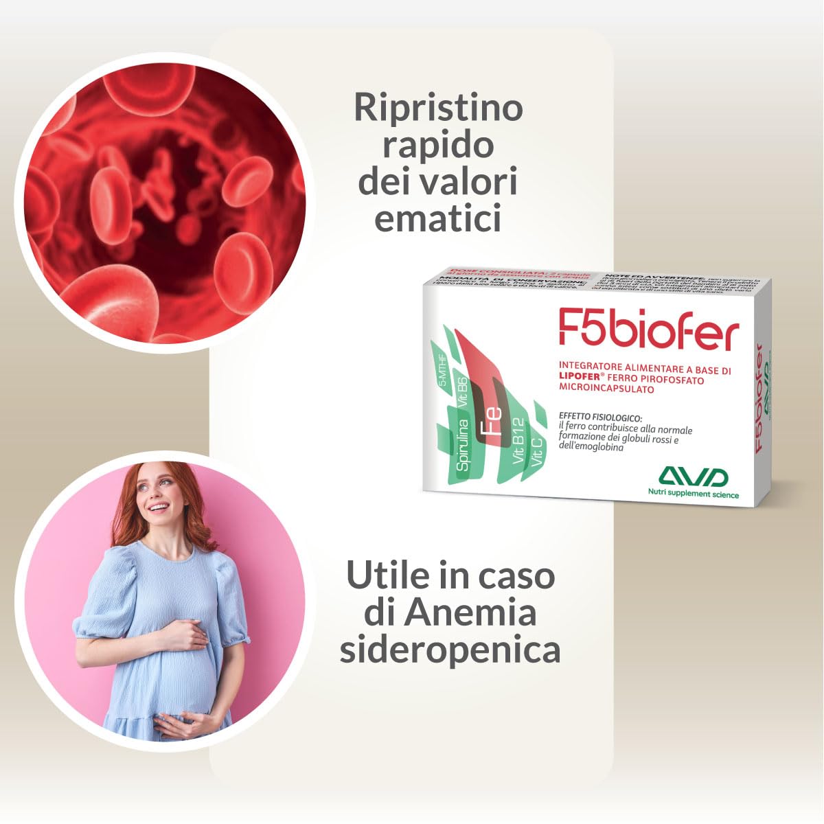 AVD REFORM | F5 Biofer – Integratore di Ferro Pirofosfato microincapsulato con Alga Spirulina arricchita in capsule – 30 cps – Prodotto in Italia