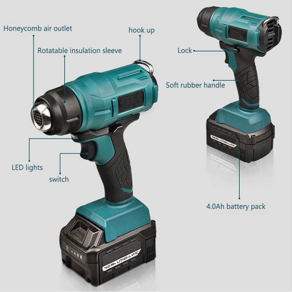 Pistolet Thermique 300w, kit de Pistolet Thermique électrique Industriel Rechargeable, utilisé for l'artisanat, Le PVC rétractable, Le décapage de Peinture