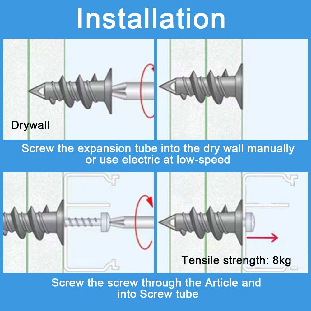 DECARETA Screws and Dowels for Plasterboard,50 Screws with 50 Plugs