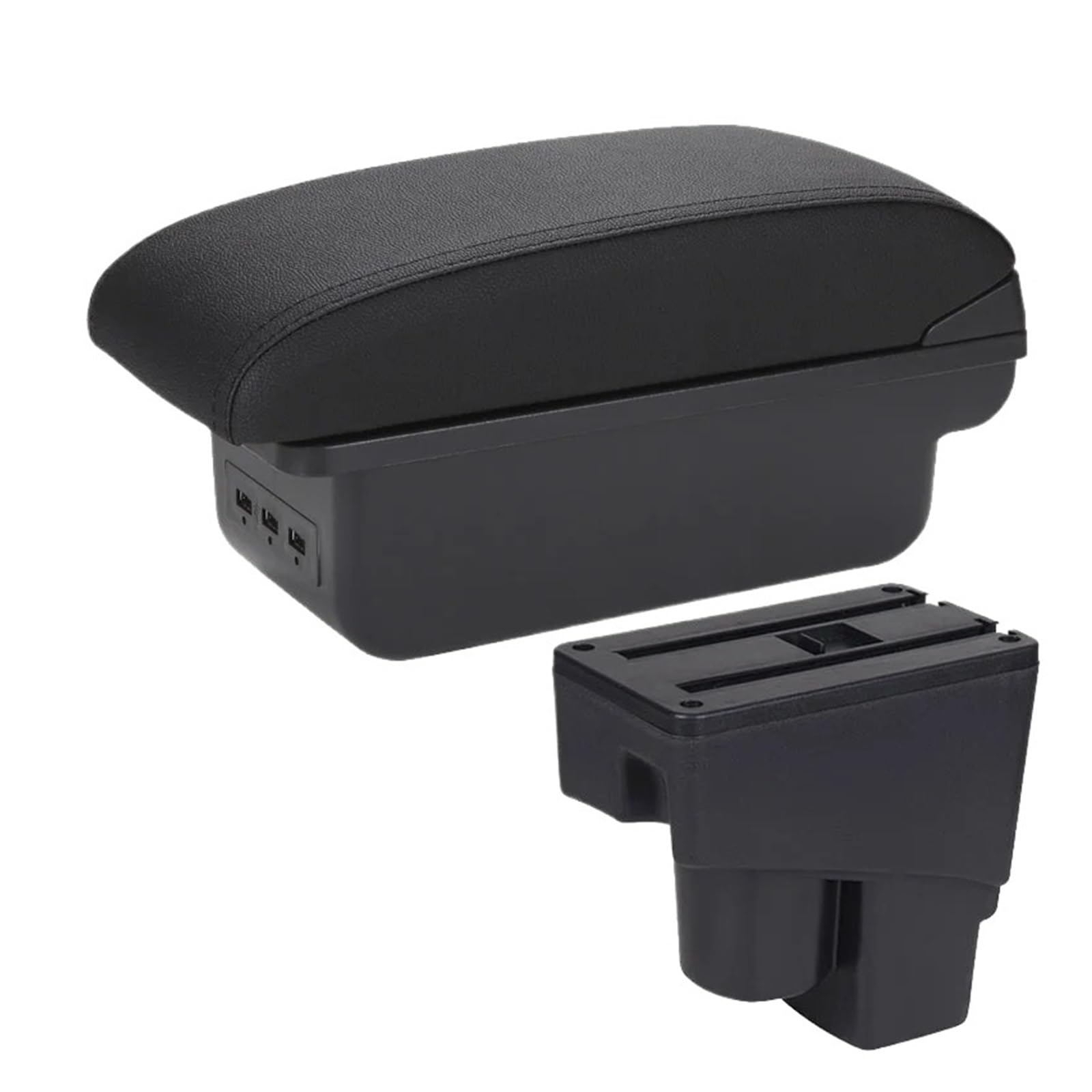 Ggwqoops Car Armrests For Fit For Jazz 2 2003-2007 Armrest Box Car Arm Storage Accessories Armrest Box(B2 Black line 3USB)