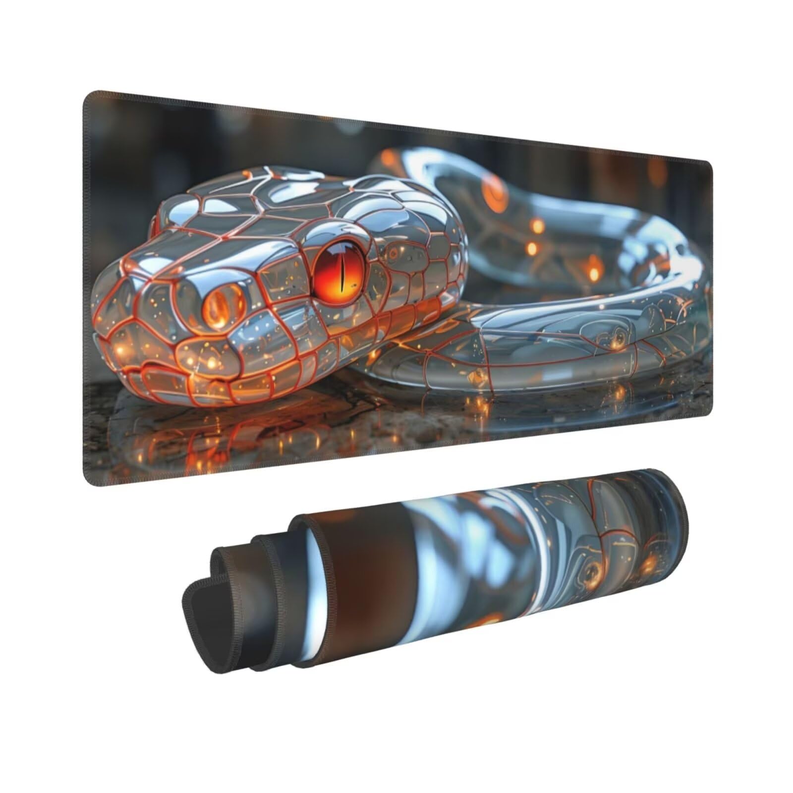 Tappetino Mouse, Tappetino Mouse Gaming Grande XXL 1500x800x3mm Tappetino Scrivania Mouse Pad, Base in Gomma Antiscivolo, Bordi Cuciti,Lavabile, Mousepad per Ufficio e Gaming (serpente) R-603