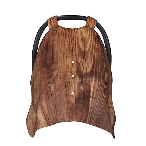 Cubierta de toldo de asiento de automóvil de grano de madera marrón, multiuso, transpirable, para lactancia materna, para mamá, cochecito suave,
