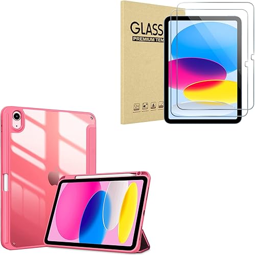 ProCase Paquete de 2 protectores de pantalla con carcasa trasera transparente funda protectora triple para iPad 2022 de 10 generación