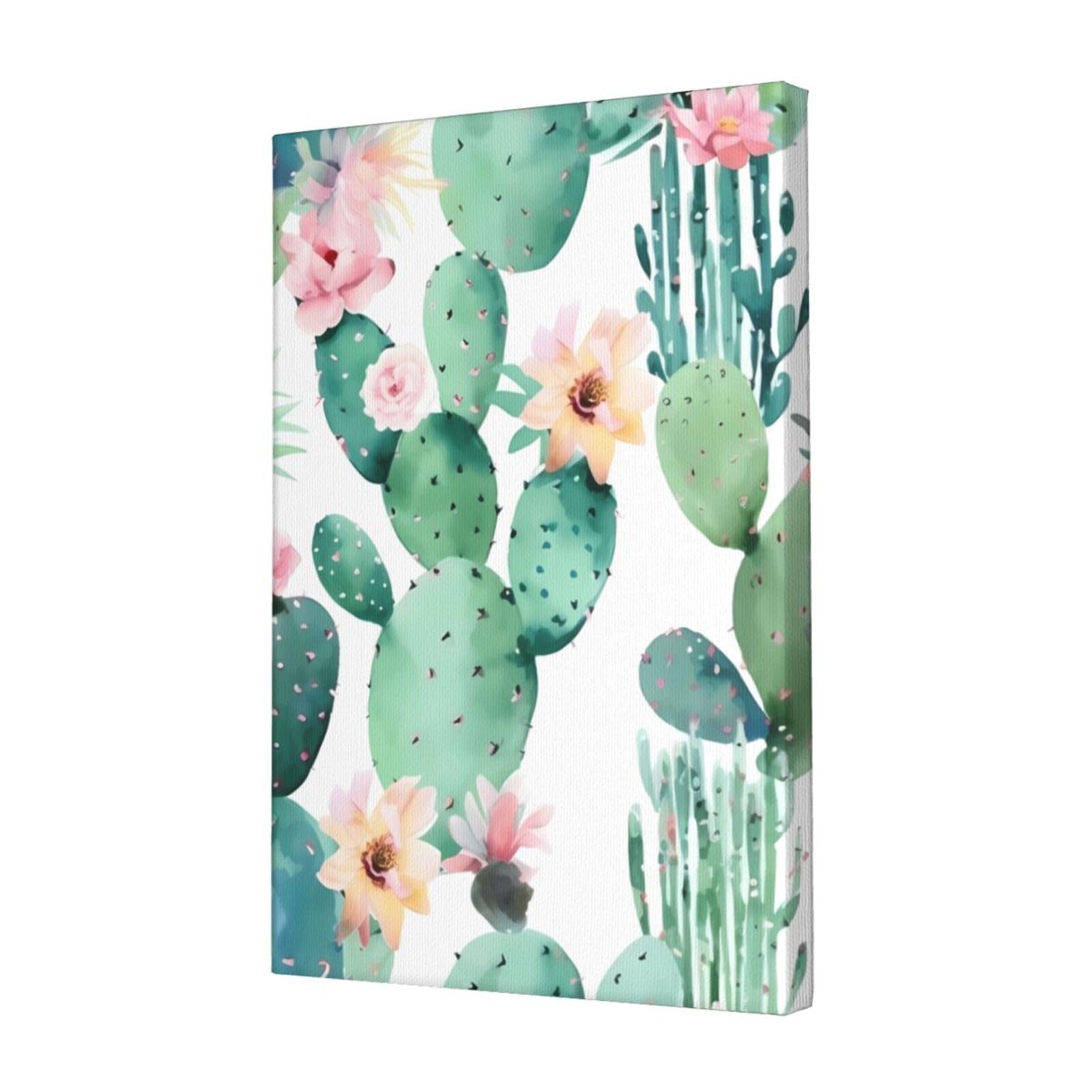 KLOPH Cactus Pattern Canvas Wall Art for Living Room 12"x18" Modern Artwork Painting for Bathroom Hanging Canvas Prints Aesthetic Wallart for Bedroom Kitchen Office Wall Decor