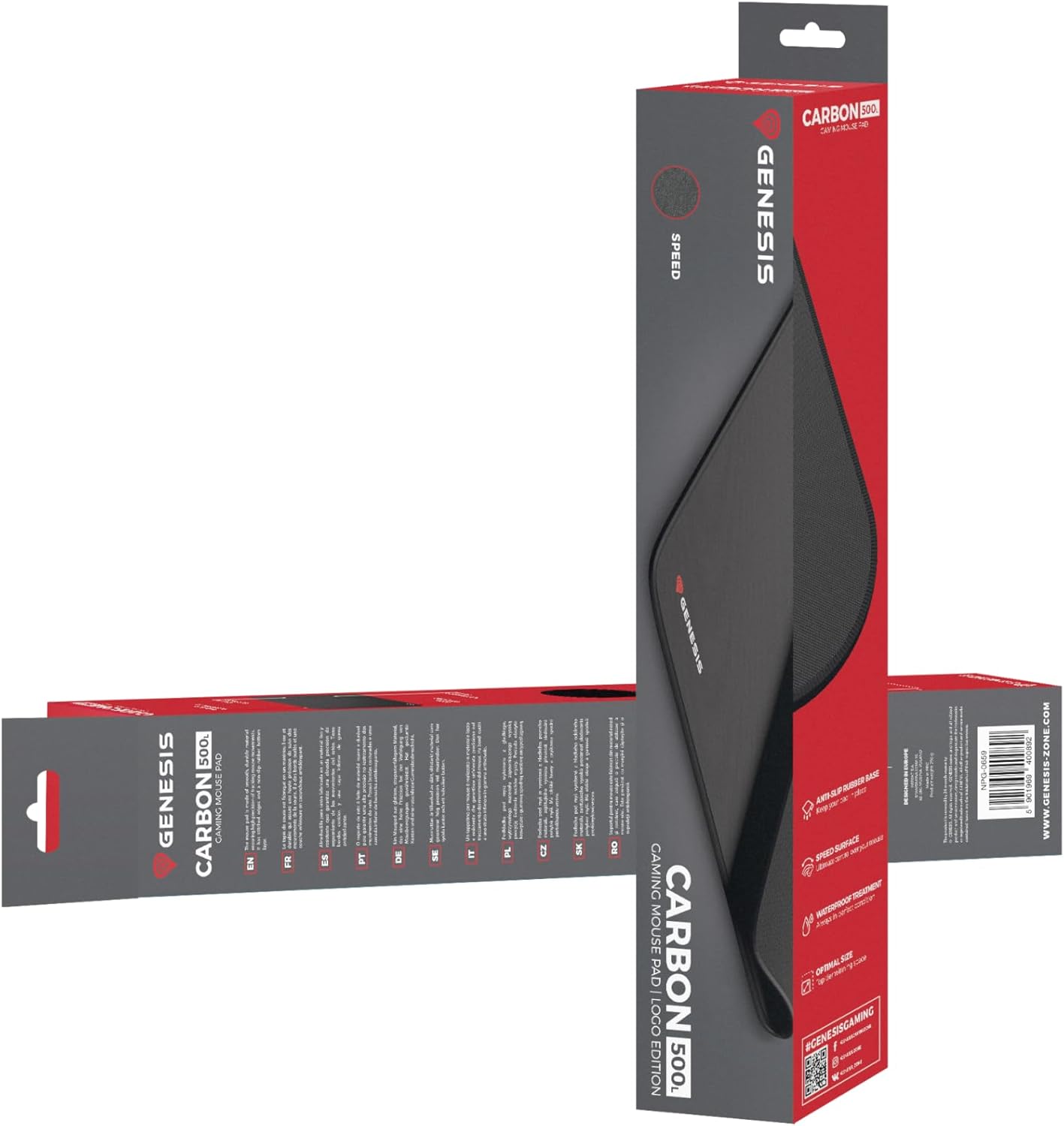 Natec Genesis M12 Midi Black Mouse Pad (Black, Uniform, Fabric, Non-Slip Base, Gaming Mouse Pad)