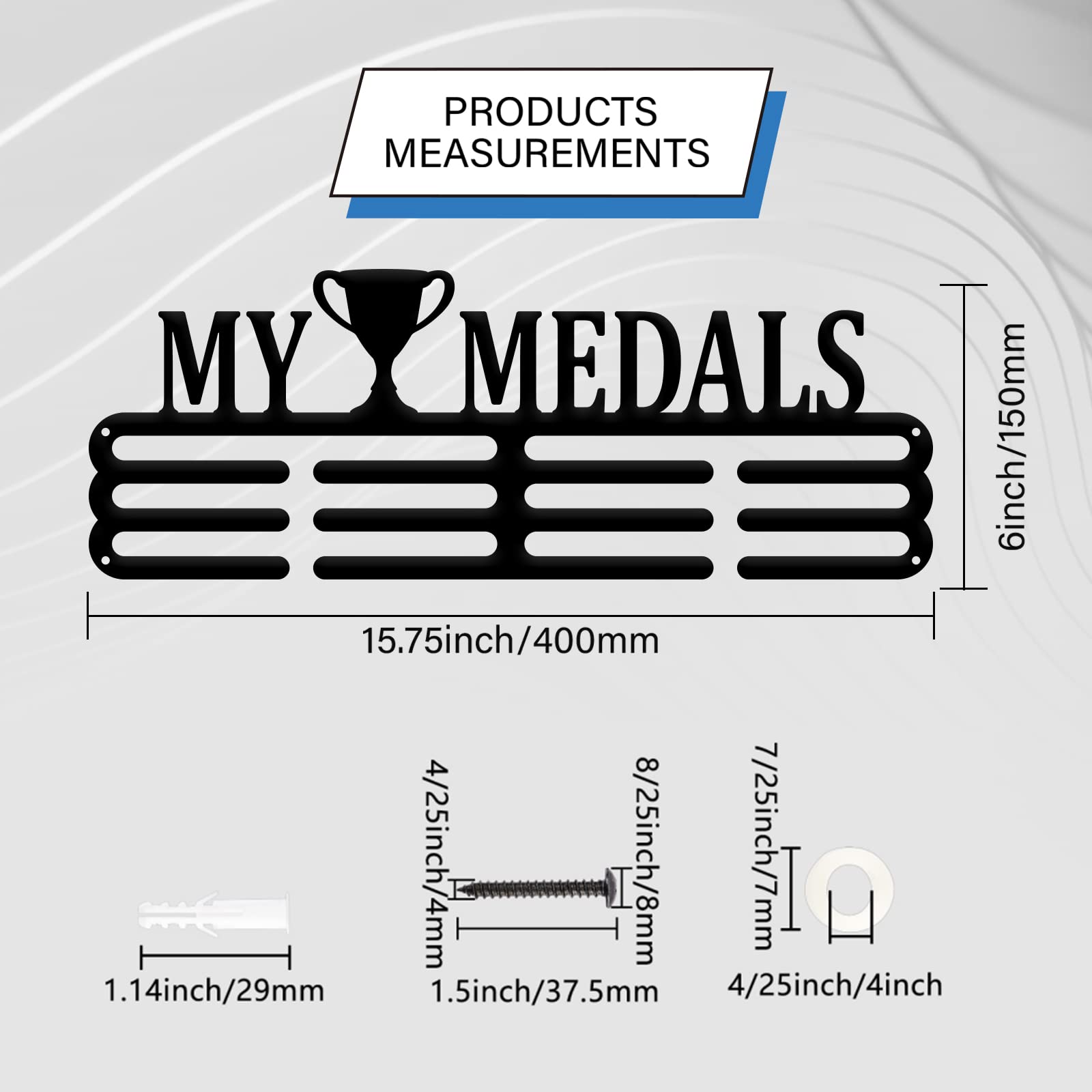 Métal en fer forgé Porte-médailles Sports Football Medal Display Wall Hooks pour Métal en fer forgé Porte-médailles Sports Football Medal Display Wall Hooks pour