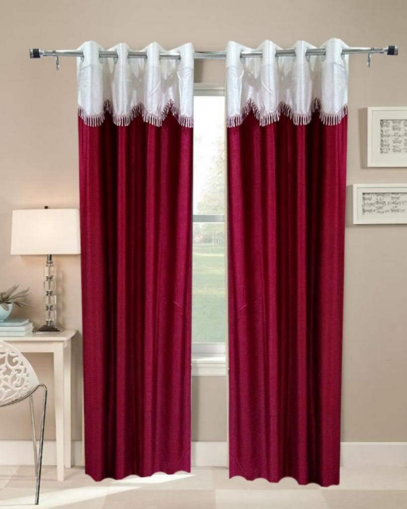 Homefab India Set of 2 Designer Maroon Window Curtains (HF016) 5X4ft.