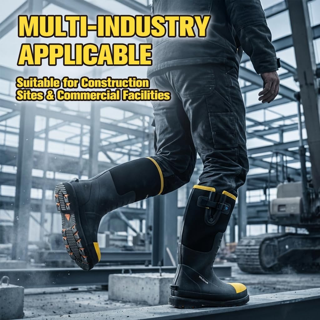 Trudave Steel Toe Rubber Boots for Men with Steel Shank, Anti Slip Waterproof Mens Mud Boots Hunting Work Boots, Durable Rain Boots for Construction, Farming, Size 6-14 - Image 6