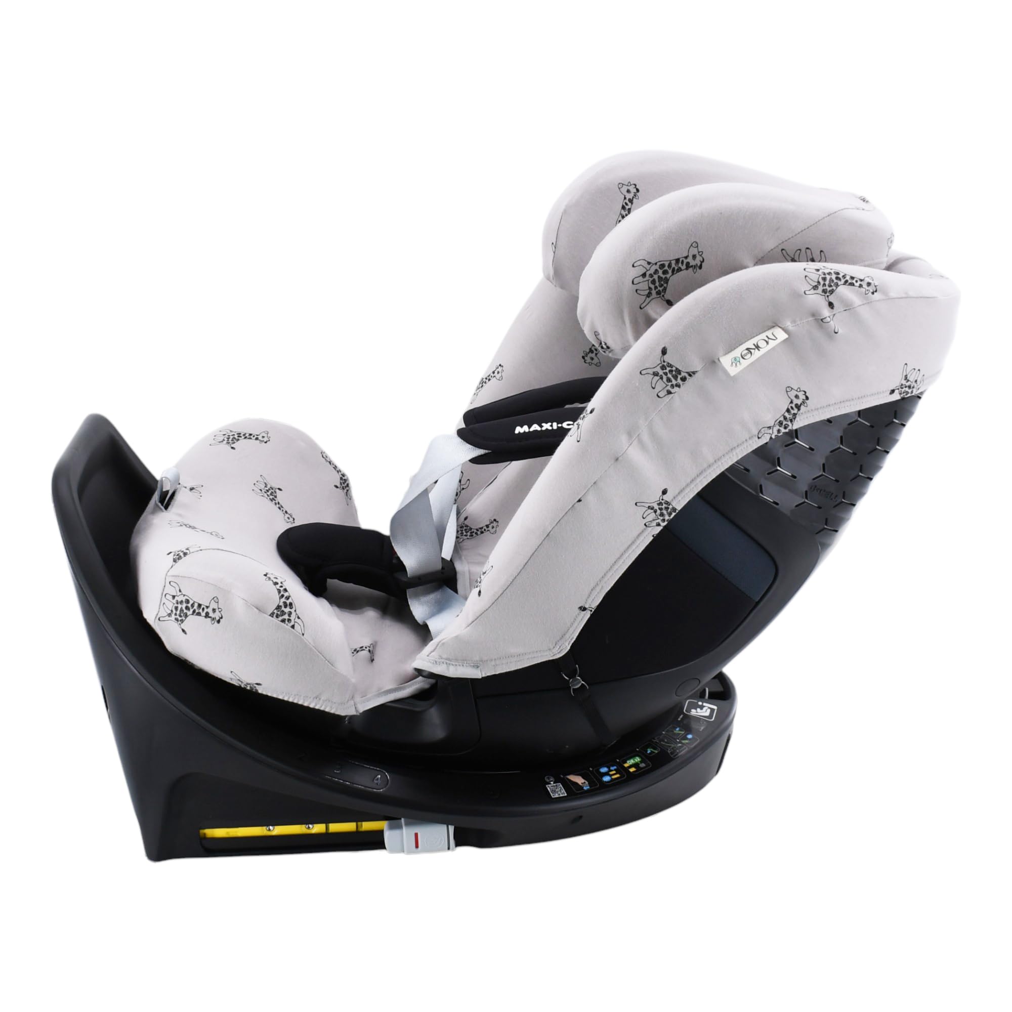 JYOKO Funda Compatible con Maxi-Cosi Emerald 360 S i-Size Hecha con algodón orgánico – Ajuste preciso y Tejido Transpirable para Mayor Confort. Estampado Giraffe