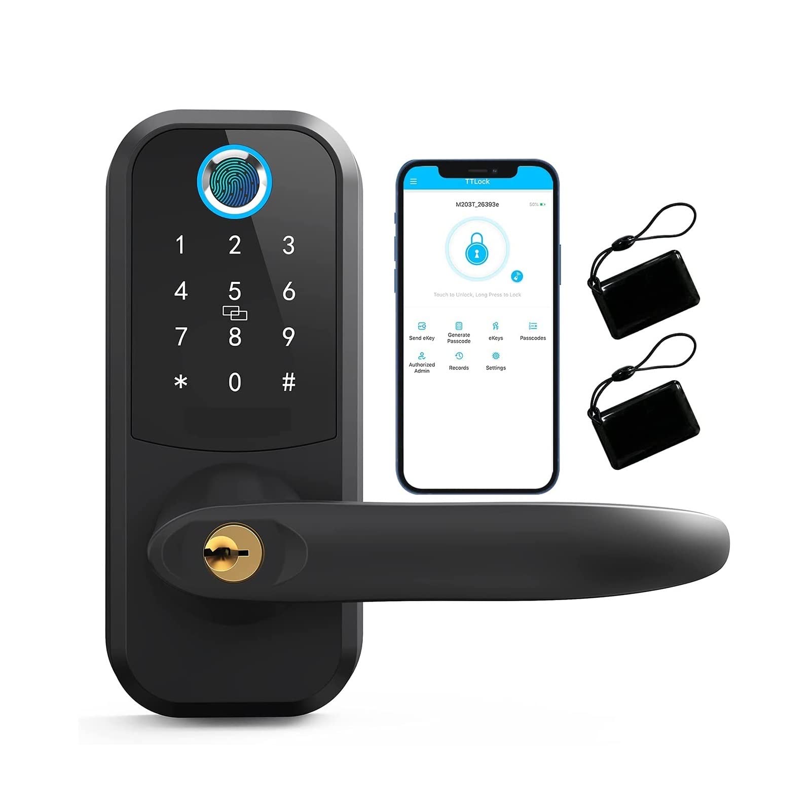 CVFRDD Smart Door Knob, Electronic Biometric Fingerprint Smart Door Lock Handle Keyless Entry Home Security Protection Keyless Entry Door Handle