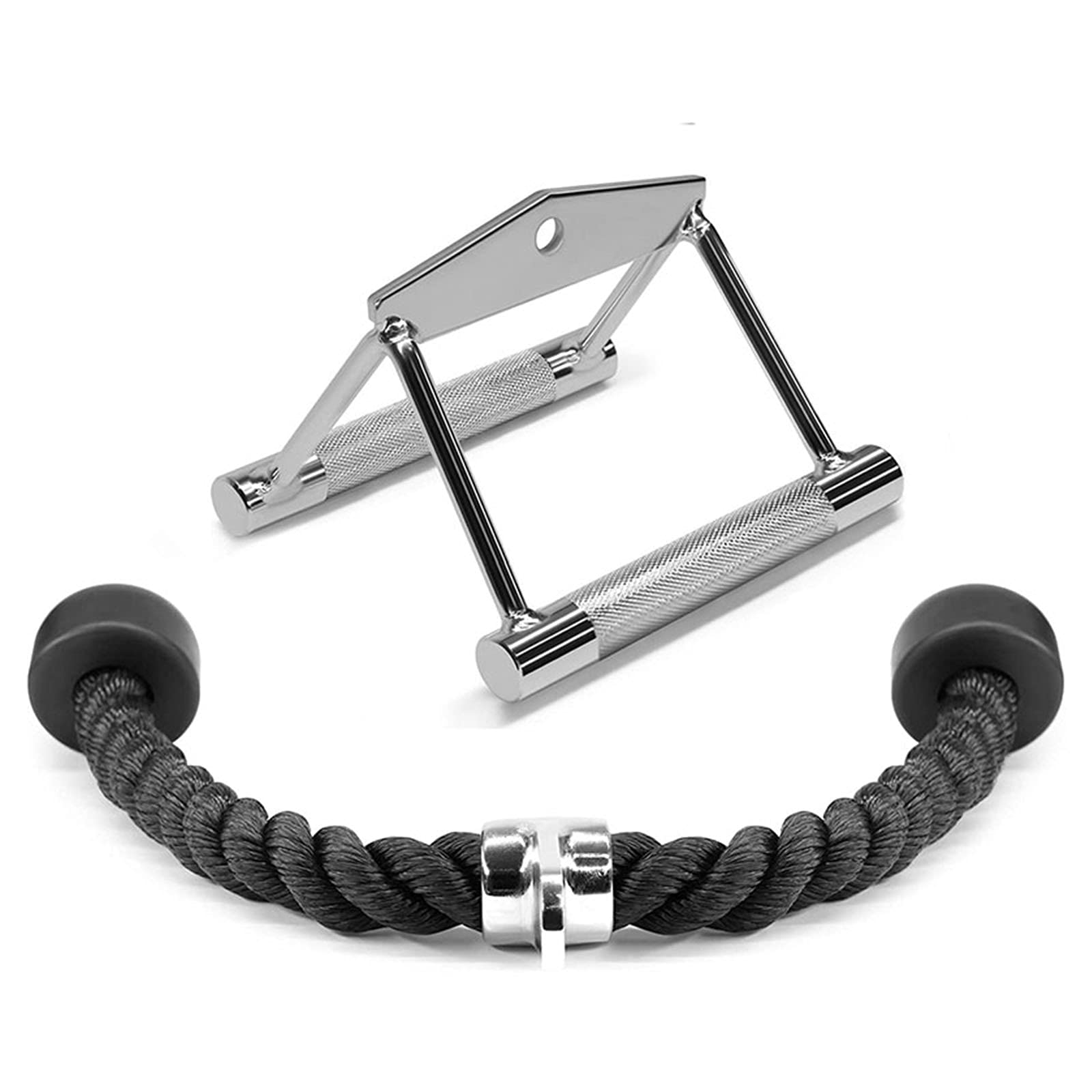 ZXYWW LAT Pull Down Attachments for Gym, Cable Machine Attachment Set with Double D Row Handle and Tricep Pull Down Rope, Strength Training